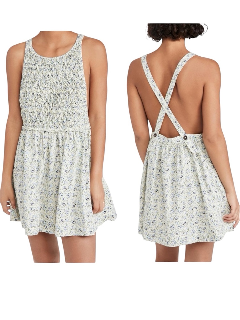 Free People Women's Petunia Mini Dress Tea Combo Floral NWT Size L